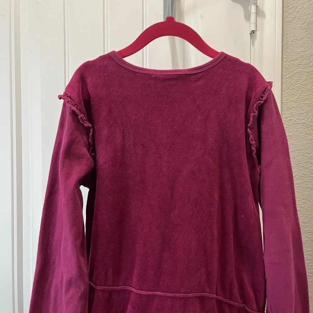 Girls Naartjie Size 8 Pink Magenta Velour Dress Tulle Accents Ruffle Long Sleeve